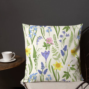 Vintage Spring flowers and Herbs Pillow