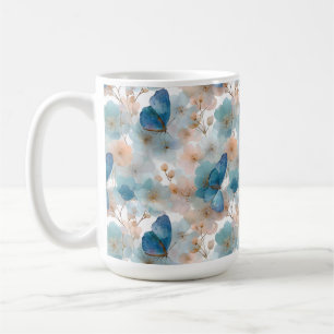 Vintage Spring Flowers & Blue Butterfly Coffee Mug