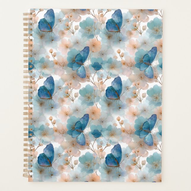 Vintage Spring Flowers & Blue Butterfly Planner (Front)