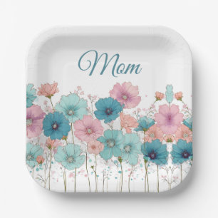 Vintage Spring Flowers for Mom Paper Plate