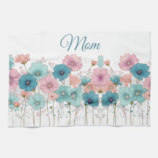 Vintage Spring Flowers for Mom Tea Towel (Horizontal)