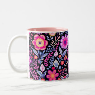 Vintage Spring Flowers Purple Shabby Chic Two-Tone Coffee Mug