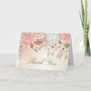 Vintage Spring Flowers Rustic Thank You Card