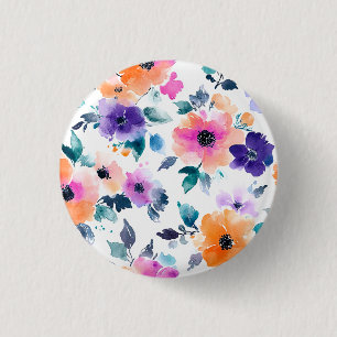 Vintage Spring Garden Watercolor Floral 3 Cm Round Badge