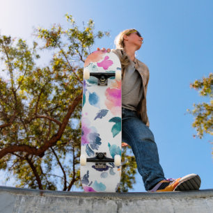 Vintage Spring Garden Watercolor Floral Skateboard