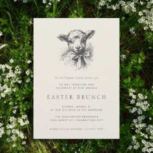 Vintage Spring Lamb Elegant Easter Brunch Invitation