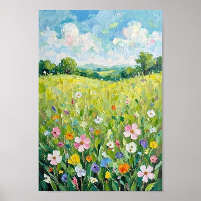 Vintage Spring Meadow Countryside Art Poster (Front)