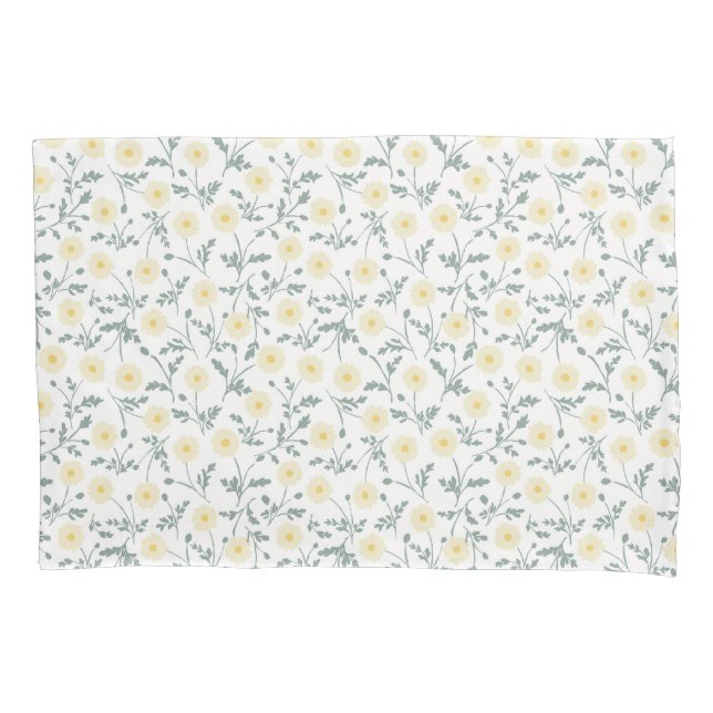 Vintage Spring Modern Farmhouse Daisy Pattern Pillowcase (Front)