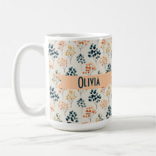 Vintage Spring Orange and Green Botanical Name Coffee Mug