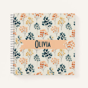 Vintage Spring Orange and Green Botanical Name Notebook