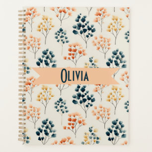 Vintage Spring Orange and Green Botanical Name Planner