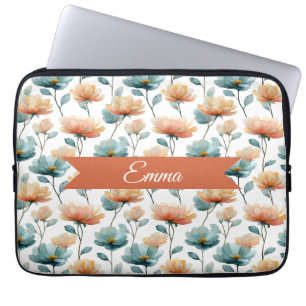Vintage Spring Orange Flowers Personalized Laptop Sleeve