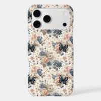 Vintage Spring Pink and Blue Florals & Butterfly