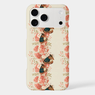 Vintage Spring Pink Flowers with Butterflies