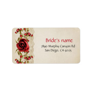 Vintage Spring Red Roses Address Label