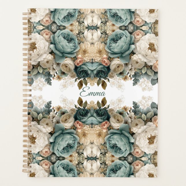 Vintage Spring Rose Garden Personalized Planner (Front)