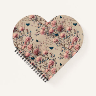 Vintage Spring Roses with Blue Butterflies Notebook