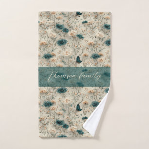 Vintage Spring Wildflowers & Butterfly for Family Bath Towel Set