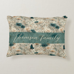 Vintage Spring Wildflowers & Butterfly for Family Decorative Cushion