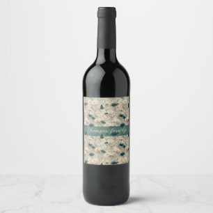 Vintage Spring Wildflowers & Butterfly for Family Wine Label