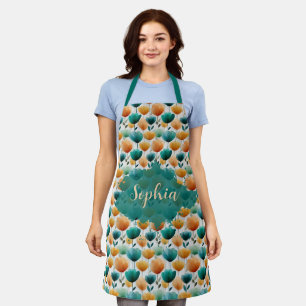 Vintage Spring Yellow and Green Floral Apron