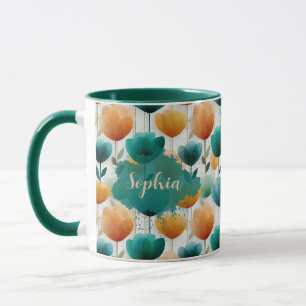 Vintage Spring Yellow and Green Floral Mug