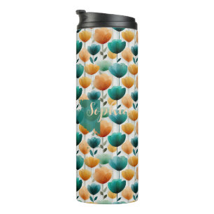 Vintage Spring Yellow and Green Floral Thermal Tumbler