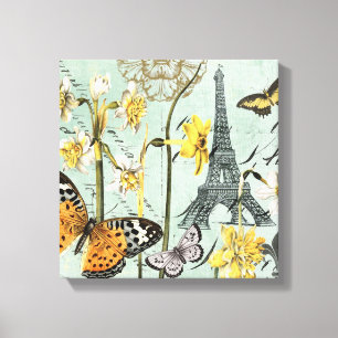 Vintage Springtime in Paris stretched canvas Print