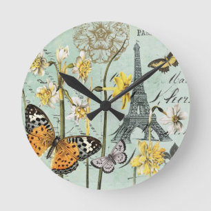 Vintage Springtime in Paris wall clock