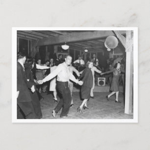 Vintage square dance photo 1944 postcard