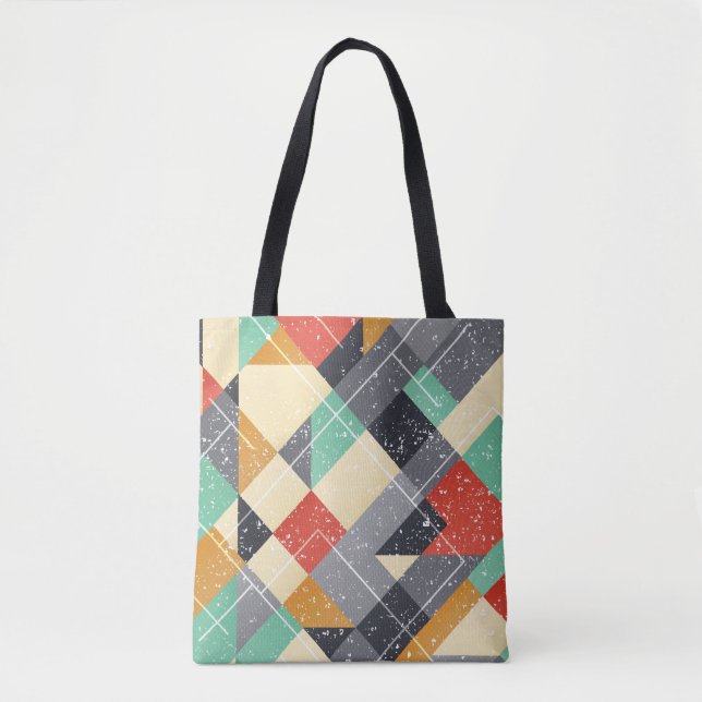 Vintage Square: Grunge Seamless Pattern Tote Bag (Front)