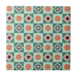 Vintage Square Retro Pattern Ceramic Tile