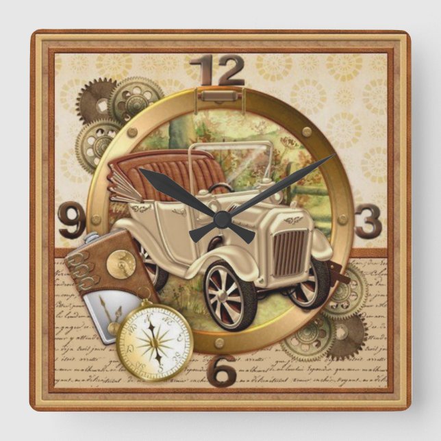 Vintage  square wall clock (Front)