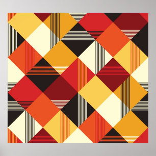 Vintage Squares: Simple Striped Seamless. Poster