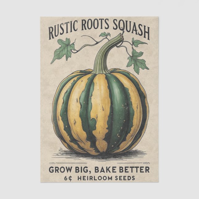 Vintage Squash Rustic Fall Harvest Decoupage Tissue Paper (Front)