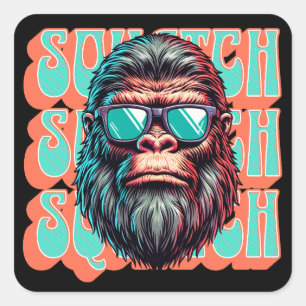 Vintage Squatch Retro Style Comic Pop Art Square Sticker