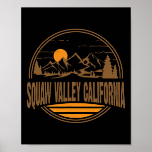 Vintage Squaw Valley California Mountain Hiking Pr Poster