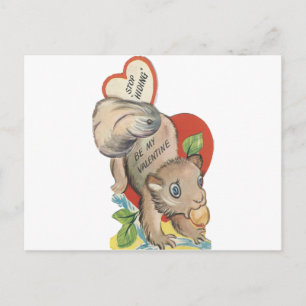 Vintage Squirrel Valentine Holiday Postcard