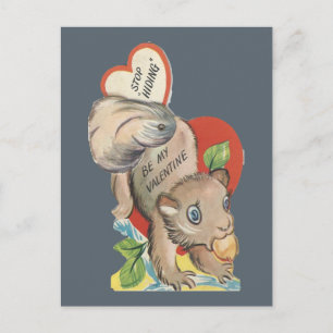 Vintage Squirrel Valentine Holiday Postcard