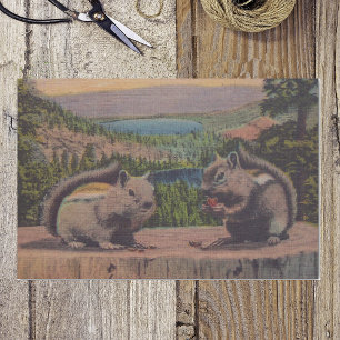 Vintage Squirrels Mountain Scene Tissue Paper