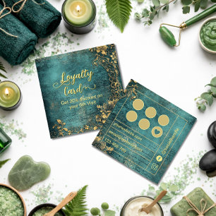 Vintage sript Emerald Green Gold and Black Loyalty Card
