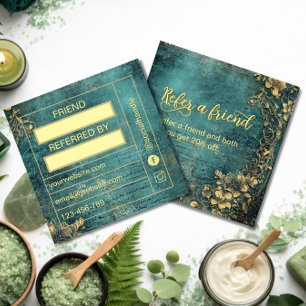 Vintage sript Emerald Green Gold and Black Loyalty Card