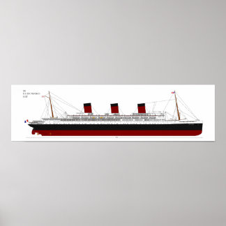 Vintage SS Ile de France Ocean Liner Diagram Poste Poster
