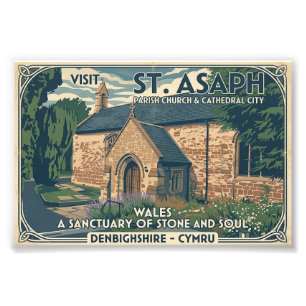 Vintage St Asaph Wales Travel Poster - Wales