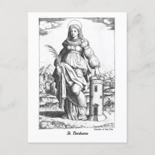 Vintage St. Barbara Mediaeval Saint Art Colouring Postcard