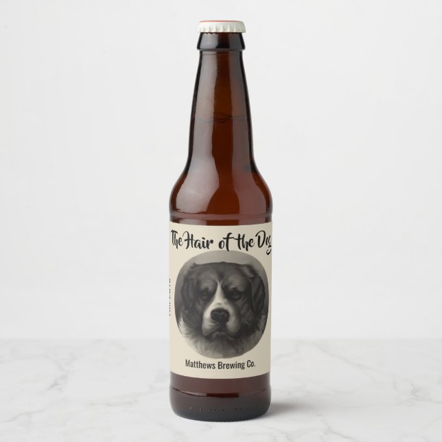 Vintage St. Bernard Dog Custom Beer Label (Front)