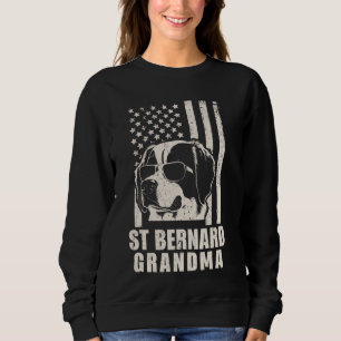 Vintage St Bernard Dog Grandma American Flag Gifts Sweatshirt