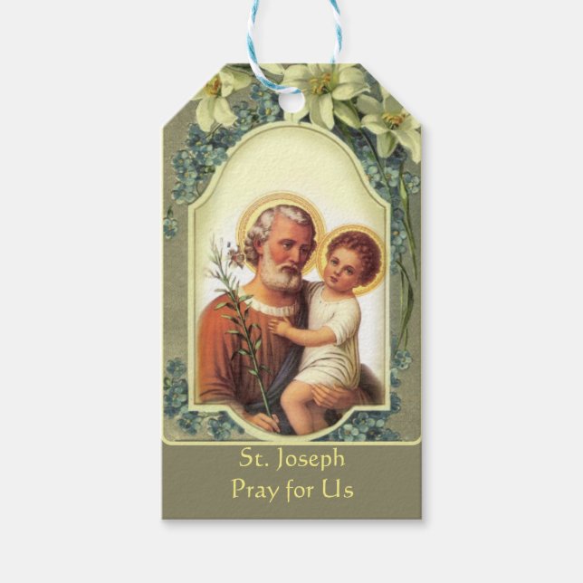 Vintage St. Joseph Feast Day March 19 Prayer Tags (Front)