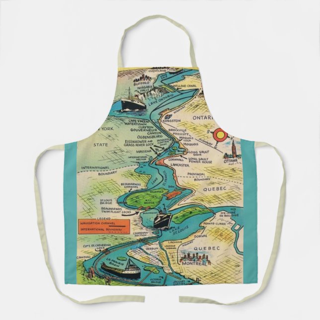 Vintage St Lawrence Seaway Postcard  Apron (Front)