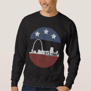 Vintage St Louis City Skyline American Us Flag Sweatshirt